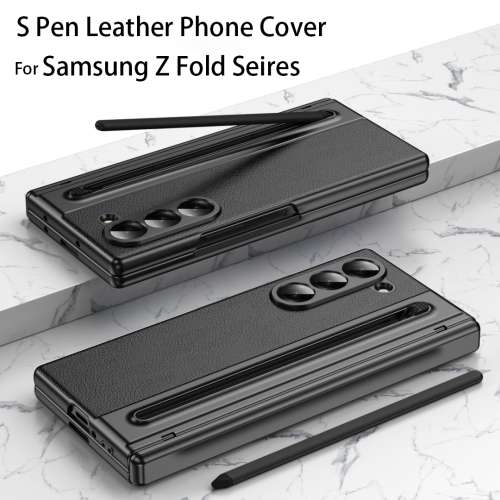 Zdjęcie Eleganckie Skórzane Etui z Ochroną Zawiasów dla Galaxy Fold 6/5/4