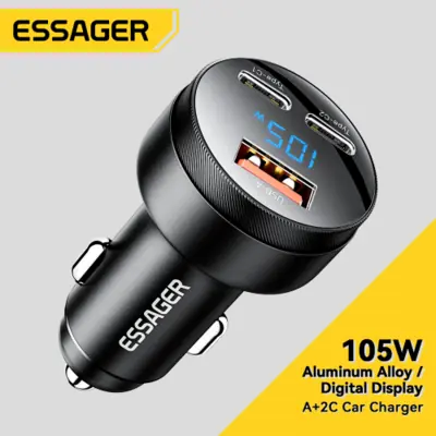 Image de Chargeur Voiture 105W USB-C Rapide avec Affichage Numérique