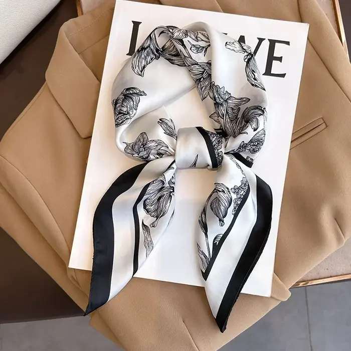 Image de Foulard de Luxe en Soie Imprimé Floral