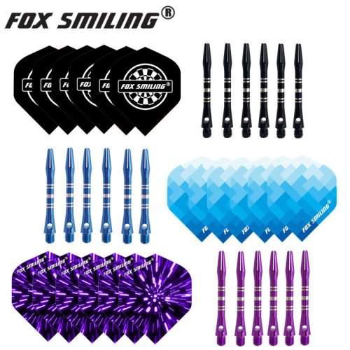 Imagen de Juego de Dardos Fox Smiling con Vuelos de Aluminio 41mm y Hojas de Plumas - Accesorios Premium para Juegos de Dardos