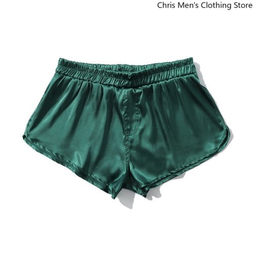 Image of Summer Men's Silk Shorts, Mini High Street Hot Pants, Multi-color Breathable Home Shorts, Luxurious Casual Sportswear Gym Shorts