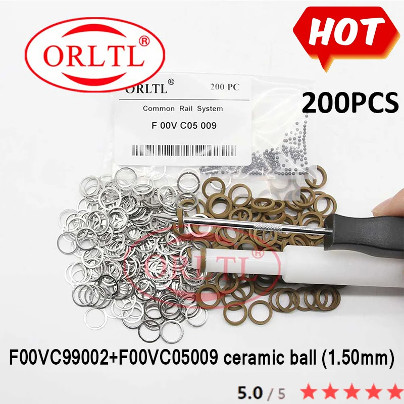 Imagen de 200 Uds F00VC05001 + F00VC99002 Kits de reparación de boquillas Common Rail anillos de sello de bola...