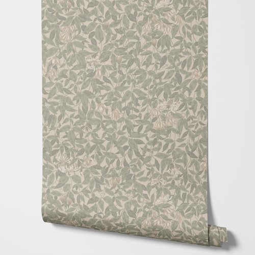 Zdjęcie Tapeta w stylu vintage z motywem liści – samoprzylepna w kolorze ogrodowej zieleni, idealna do salonu oraz tradycyjna tapeta papierowa bez kleju