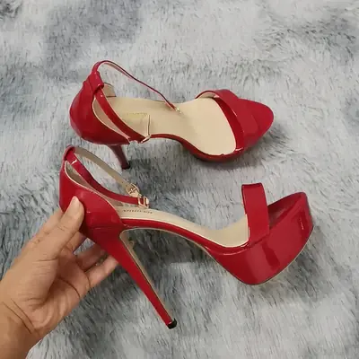 Image de Sandales Sexy à Talons Hauts 14 cm - Rouge Verni