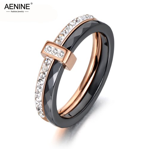 Imagen de Anillos de Boda Elegantes en Cerámica y Cristal