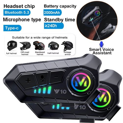 Bild von Bluetooth 5.3 Motorrad-Helm-Headset mit Wasserdichter Freisprecheinrichtung, MP3-Musikplayer und Lautsprecher für sicheres Telefonieren und Musikgenuss unterwegs