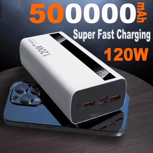 Afbeelding van 500.000 mAh Powerbank met Hoge Capaciteit en 120W Supersnel Opladen – Draagbare Externe Batterij voor iPhone, Huawei en Andere Smartphones