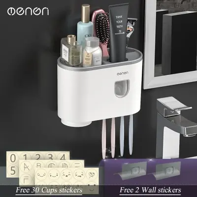 Image de Support de brosse à dents magnétique avec presse dentifrice automatique