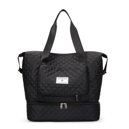 Immagine di Borsone da viaggio di grande capacità per donna Borsa da notte per fine settimana con motivo a rombi leggero Borsa da palestra addensata