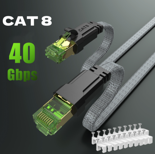 Image of Miziqier Long Cat 8 Ethernet Cable 40Gbps SFTP RJ45 LAN Patch Cord for Modem, Router, Gaming PC, PS4, PS5, PS6, Xbox – High-Speed Network Connection
