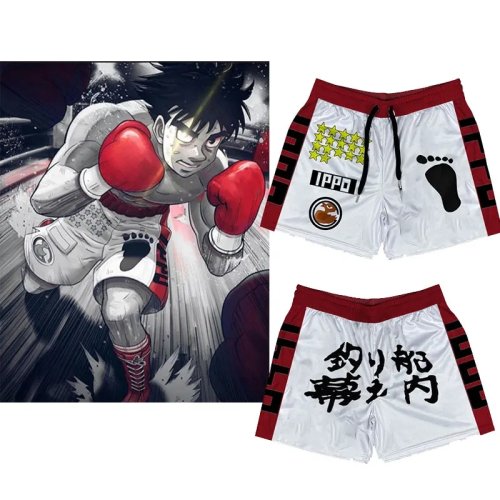 Imagen de Pantalones Cortos Deportivos Inspirados en Hajime no Ippo – Diseño de Gimnasio de Verano, Secado Rápido y Transpirables para Hombres