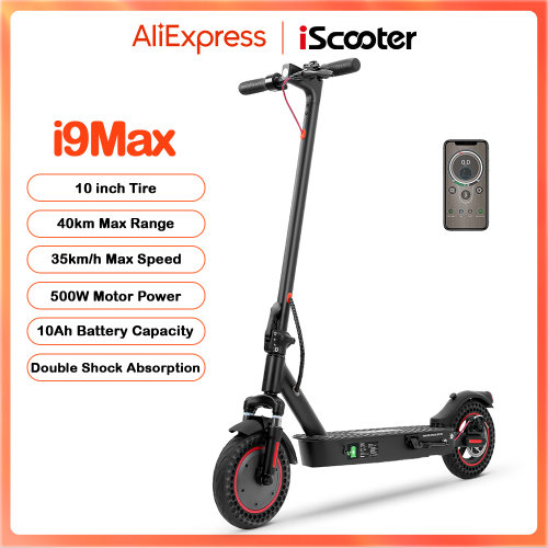 Afbeelding van iScooter i9Max 10 inch Elektrische Scooter met 500W Motor, Dubbele Schokabsorptie en Honingraatband voor Volwassenen tot 35 km/u