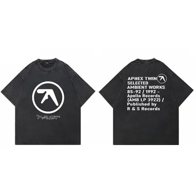 Image de T-Shirt Homme Aphex Twin - Noir Graphique Oversize Y2K