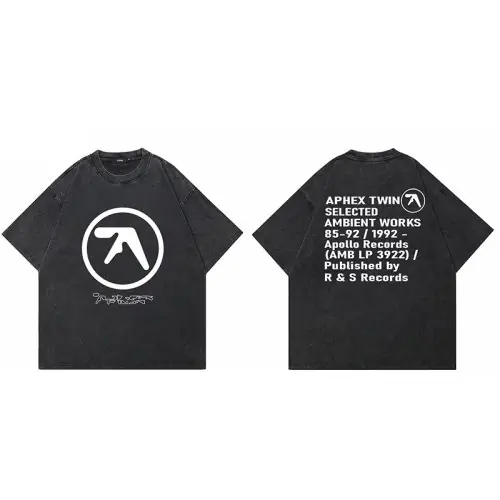 Image de T-Shirt Homme Aphex Twin - Noir Graphique Oversize Y2K