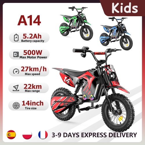 Afbeelding van iScooter A14 Elektrische Crossmotor voor Kinderen – 500W Motor, 5.2Ah Accu, Max. 27 km/u, 14-inch Banden voor Off-Road Avonturen