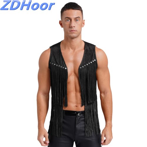 Imagen de Chaleco Occidental con Borlas para Hombre