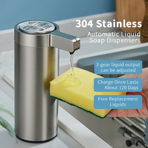 Image of Smart Automatic Stainless Steel Soap Dispenser with Motion Sensor – Eco-Friendly, Touch-Free Hand Wash & Sanitizer Dispenser for Kitchen and Bathroom