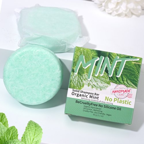 Afbeelding van J60G Mint Effen Shampoo Zeep: Diep Voedende Haarshampoo met Anti-Roos Schuimende Behandeling voor Glanzend en Gezond Haar