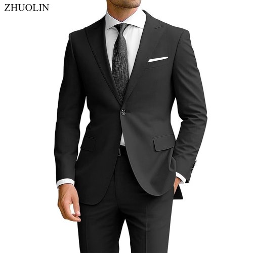 Immagine di Abiti da uomo Elegante matrimonio 2 pezzi Set Giacche Pantaloni Blazer Slim Fit Abito formale Moda Business Classico 2025 Costume