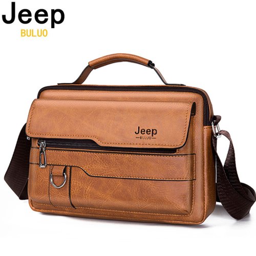 Bild von Jeep Buluo Herren Umhängetasche aus hochwertigem PU-Leder – Große Schultertasche für Business und Alltag, modische Messenger-Tasche mit großem Fassungsvermögen