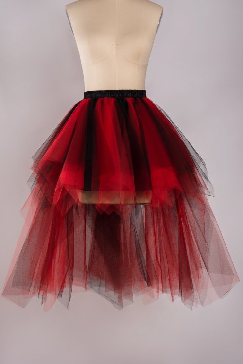 Afbeelding van Tutu Rokken Tule Hoog Laag Petticoat Dames Onregelmatige Geplooide Drukte Fancy Dance Pettiskirt Cocktail Party Zwart Fuchsia Blauw