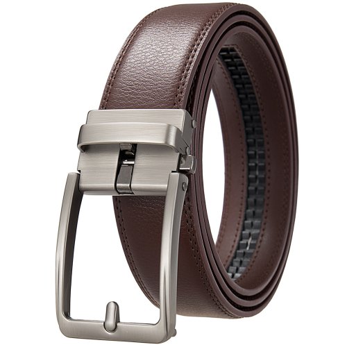 Immagine di Cinture in pelle da uomo Moda Fibbia automatica Cinture maschili in pelle di vitello Designer di lusso Nero Marrone 3,5 cm