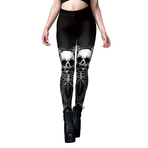Image de Legging Squelette Halloween - Style Punk Gothique