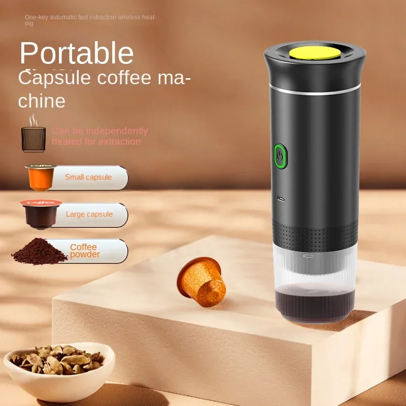 Image of Portable Wireless Electric Espresso Coffee Maker for Travel, Car, Home & Camping – 3-in-1 Capsule and Ground Coffee Machine