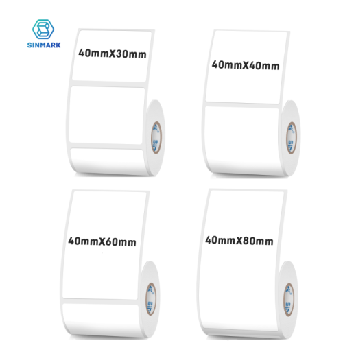 Image of Premium 40mm White Thermal Label Stickers – Self-Adhesive Paper Labels for Clothing, Food Pricing, and Retail Tagging