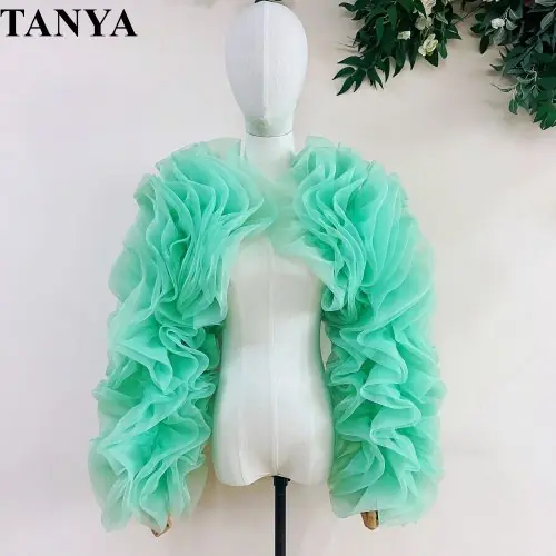 Image de Veste Boléro Tulle Noir & Rouge - Élégance Extrême pour Femmes