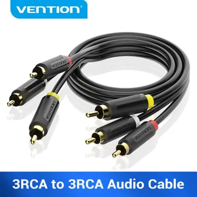 Image de Câble RCA Audio Vidéo 3 en 1 - Plaqué Or