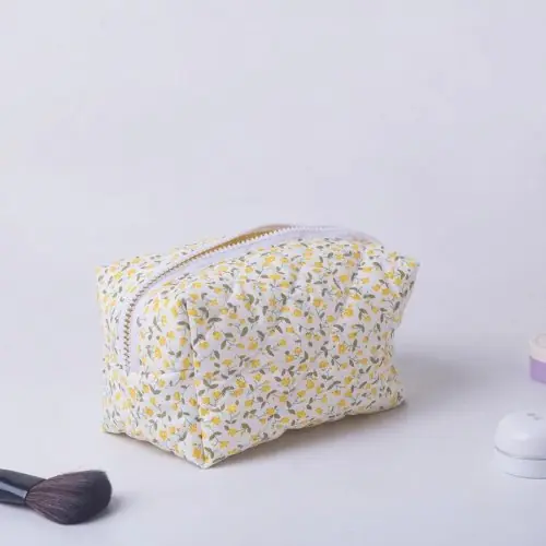 Image de Sac de Maquillage Imprimé Fleurs - Organisateur Cosmétique Matelassé