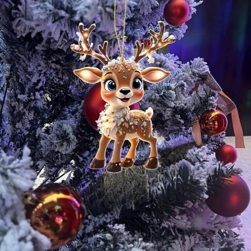 Image of Handcrafted Wooden Reindeer Christmas Ornament – Festive Elk Tree Decoration for Home, Holiday Gift & Xmas Decor 2024