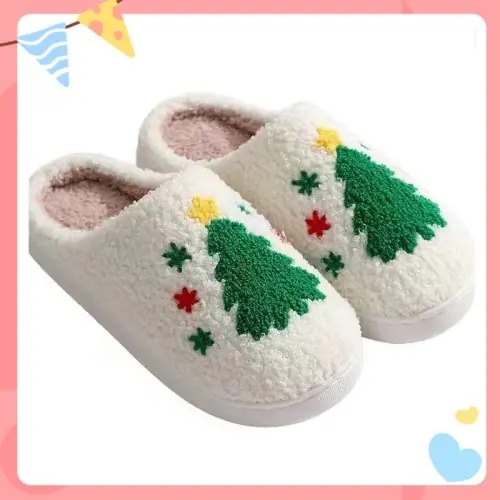 Image de Pantoufles de Noël en Peluche - Couple & Famille