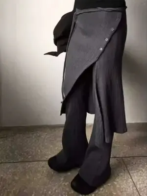 Image de Ensemble Y2K Femme 2 Pièces - Pantalon & Jupe Fendue Tricotée