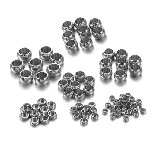 Imagen de Cuentas de Acero Inoxidable con Agujero Grande y Tapón Espaciador 1.5mm, 2.5mm, 4mm – 100-120 Unidades para Fabricación de Joyas DIY