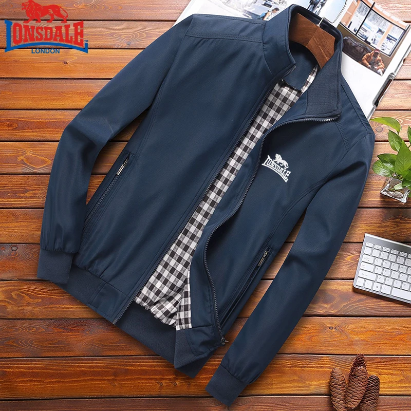Image of Men's High-Quality Embroidered Lonsdale Slim Fit Baseball Collar Bomber Jacket for Spring and Autumn – Casual Fashion in Sizes M to 6XL