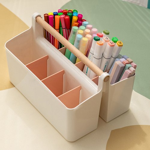Imagen de Portalápices de escritorio portátil de gran capacidad, bonito rotulador, caja de almacenamiento de p...