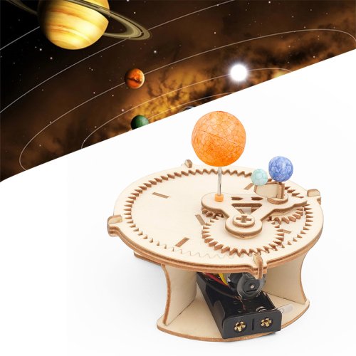 Image of Solar System Astronomy Sun Earth Moon Planet Model DIY Wooden Puzzle Mechanical Kit – STEM Educational Science Toy for Kids