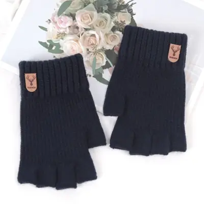 Image de Gants Hiver Chauds Sans Doigts - Noir