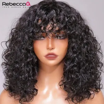 Image de Perruque courte bouclée naturelle 100% cheveux humains brésiliens