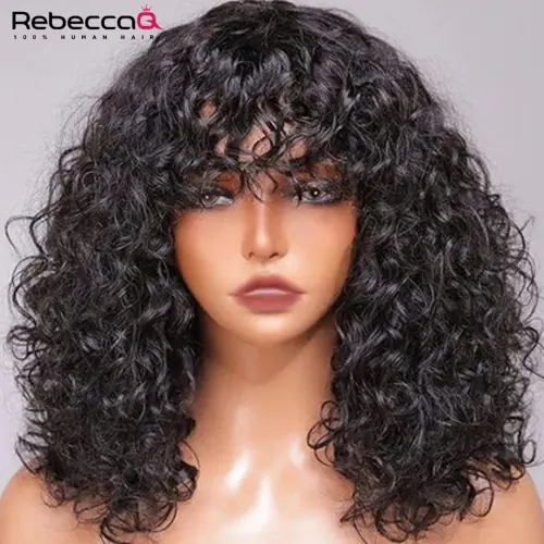Image de Perruque courte bouclée naturelle 100% cheveux humains brésiliens
