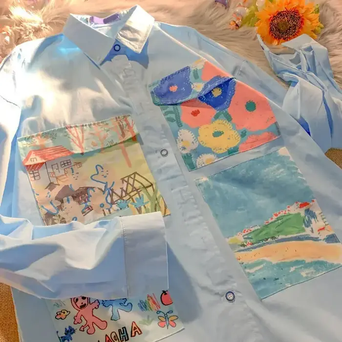 Image de Chemise Imprimée Jaune à Motifs Artistiques
