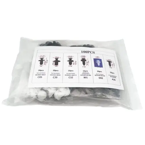Image de Kit 100 Clips de Pare-Chocs en Plastique pour Voiture - 6 Tailles