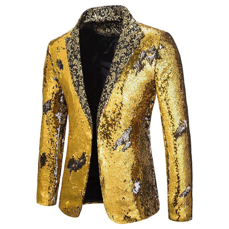 Bild von Goldener Herren-Blazer mit Pailletten – Eleganter Anzug für Hochzeit & Party