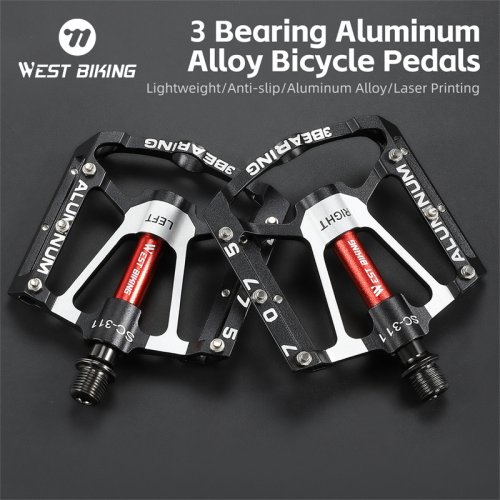 Afbeelding van WEST BIKING 3-lager fietspedaal CNC aluminium antislip MTB racefiets pedaal verbreden pedalen beroep fietsaccessoires