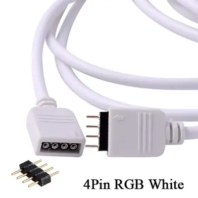Image de Câble d'extension LED DC 12V - 4/5 broches - Blanc/Noir - 0.3m à 10m