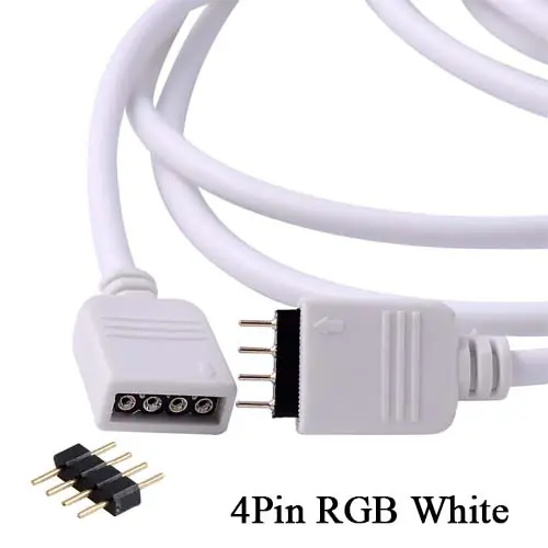 Image de Câble d'extension LED DC 12V - 4/5 broches - Blanc/Noir - 0.3m à 10m