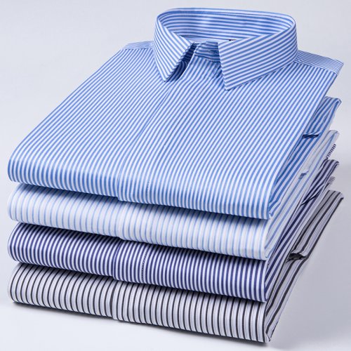 Afbeelding van Nieuwe Kwaliteit Anti-Rimpel Heren Overhemd Lange Mouwen Slim Fit voor Zakelijk en Sociaal Gebruik, Gestreept Business Shirt in Grote Maten 6XL en 7XL