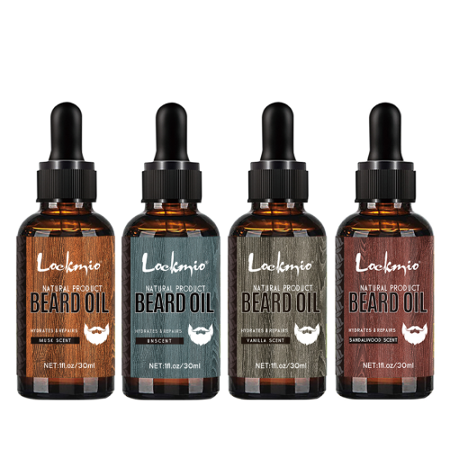 Imagen de Kit de Aceites Naturales para Barba Perfumados 30ml - Pack de 4 Unidades para Crecimiento, Hidratación y Brillo Intenso